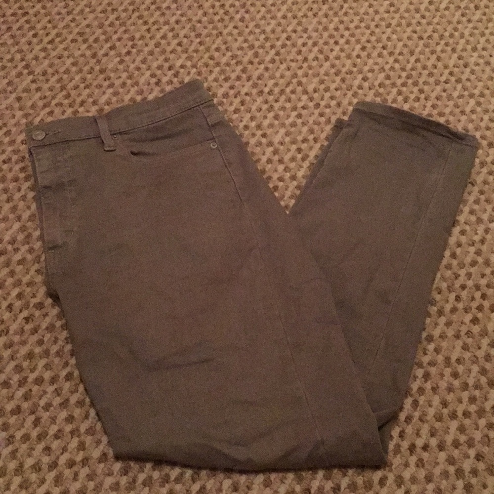 Olive high-rise straight-fit pants